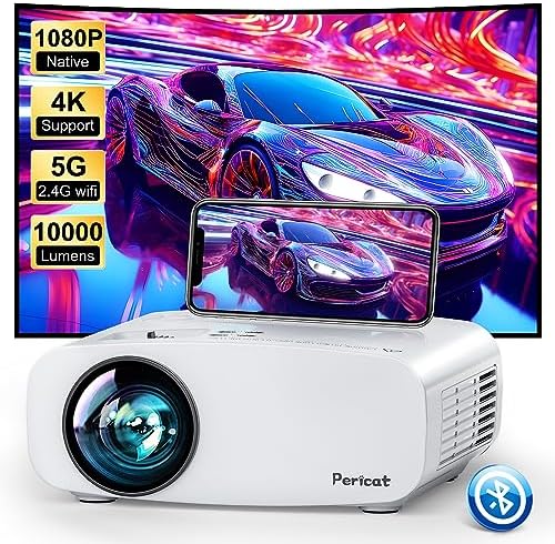 5G WiFi Bluetooth Projector, Pericat Native 1080P Movie Projector for
