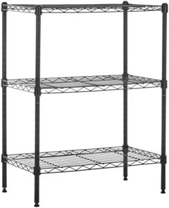 Amazon Basics 3-Shelf Narrow Adjustable, Heavy Duty Storage Shelving Unit (250 lbs loading capacity per shelf), Steel Organizer Wire Rack, Black, 23.2″L x 13.4″W x 30″H