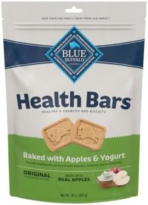 Blue Buffalo Health Bars Natural Crunchy Dog Treats Biscuits, Apple & Yogurt 16-oz Bag