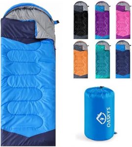 Camping Sleeping Bag – 3 Season Warm & Cool Weather – Summer Spring Fall Lightweight Waterproof for Adults Kids – Camping Gear Equipment, Traveling, and Outdoors