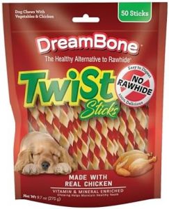 DreamBone Twist Sticks, Made With Real Chicken, Rawhide-Free Chews for Dogs, 50 Count