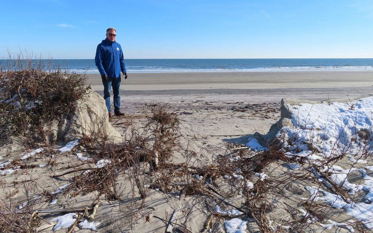 Emergency repairs to dunes announced in New Jersey shore town.
