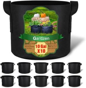 Gardzen 10-Pack 10 Gallon Grow Bags, Aeration Fabric Pots with Handles