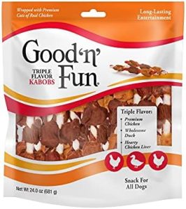 Good’N’Fun Triple Flavored Rawhide Kabobs for Dogs, 1.5 Pound (Pack of 1)