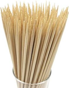 HOPELF 6″ Natural Bamboo Skewers for BBQ，Appetiser，Fruit，Cocktail，Kabob，Chocolate Fountain，Grilling，Barbecue，Kitchen，Crafting and Party. Φ=4mm, More Size Choices 8″/10″/12″/14″/16″/30″(100 PCS)