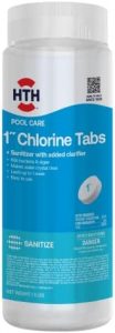 HTH 42049 Swimming Pool Care 1″ Chlorine Tabs, Swimming Pool Chlorinating Sanitizer, 1.5lb