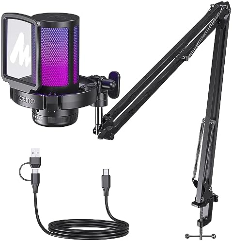 MAONO Gaming USB Microphone, Noise Cancellation Condenser mic with Mute,