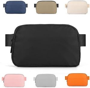 Mini Fanny Pack Black Belt Bag for Women and Men, Fashionable Waterproof Waist Pack with Adjustable Strap for Traveling, Hiking, Jogging, Cycling