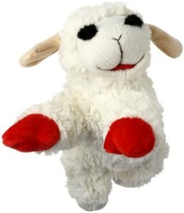 Multipet Plush Dog Toy, Lambchop, 10″, White/Tan, Small