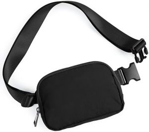ODODOS Unisex Mini Belt Bag with Adjustable Strap Small Fanny Pack for Workout Running Traveling Hiking, Black