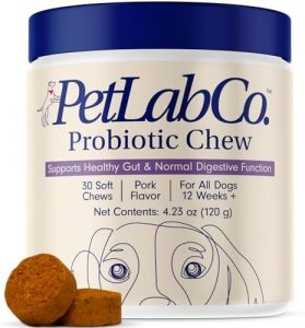 PetLab Co. Probiotics for Dogs, Support Gut Health, Diarrhea, Digestive Health & Seasonal Allergies – Pork Flavor – 30 Soft Chews – Packaging May Vary