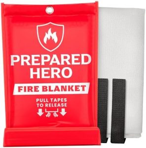 Prepared Hero Emergency Fire Blanket – 1 Pack – Fire Suppression Blanket for Kitchen, 40” x 40” Fire Blanket for Home, Fiberglass Fire Blanket