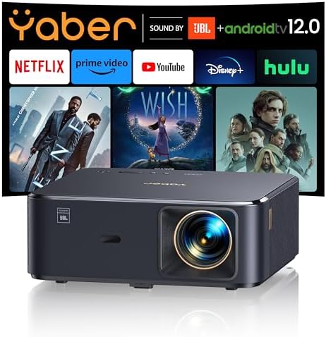 Projector 4K with Android TV, YABER K2s 800 ANSI WiFi
