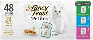 Purina Fancy Feast Gourmet Wet Cat Food Variety Pack, Petites Gravy Collection, break-apart tubs, 48 servings – (Pack of 24) 2.8 oz. Tubs