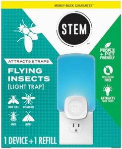 STEM Light Trap, Attracts and Traps Flying Insects, Emits Soft Blue Light, Starter Kit with 1 Light Trap and 1 Refill