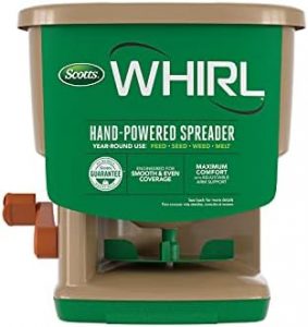 Scotts Whirl Hand-Powered Spreader for Seed, Fertilizer, Salt, Ice Melt, Handheld Spreader Holds up to 1,500 sq. ft. Product
