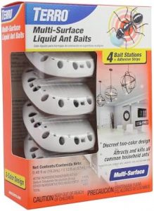 TERRO T334B Indoor Multi-Surface Liquid Ant Bait and Ant Killer – 4 Discreet Ant Bait Stations – Kills Common Household Ants