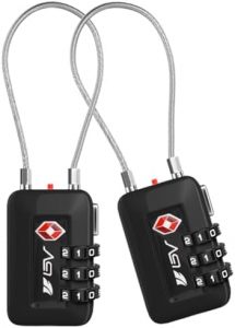 TSA Approved Luggage Travel Lock, Set-Your-Own Combination Lock for School Gym Locker, Luggage Suitcase Baggage Locks, Filing Cabinets, Toolbox, Case (Black, 2 Pack)