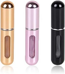 Travel Mini Perfume Refillable Atomizer Container, Portable Perfume Scent Pump Case Fragrance Empty Spray Bottle for Traveling and Outgoing (3 Pack, 5ml) (3 Pcs)