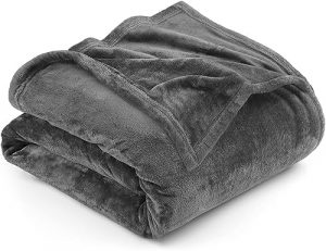 Utopia Bedding Fleece Blanket Queen Size Grey 300GSM Luxury Bed Blanket Anti-Static Fuzzy Soft Blanket Microfiber (90×90 Inches)