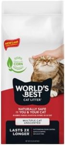 WORLD’S BEST CAT LITTER Multiple Cat Unscented, 32-Pounds – Natural Ingredients, Quick Clumping, Flushable, 99% Dust Free & Made in USA – Long-Lasting Odor Control & Easy Scooping