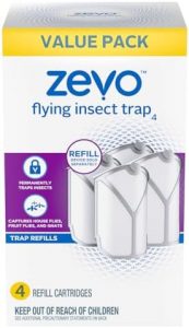 Zevo Flying Insect Trap, Fly Trap Refill Cartridges (4 Total Refill Cartridges)