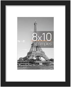 upsimples 8×10 Picture Frame, Display Pictures 5×7 with Mat or 8×10 Without Mat, Wall Hanging Photo Frame, Black, 1 Pack