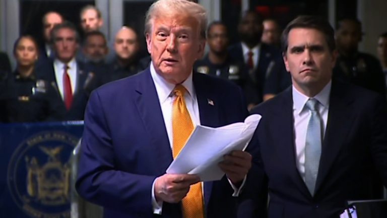 Donald Trump talks to the media after court appearance on May 14 (Video)