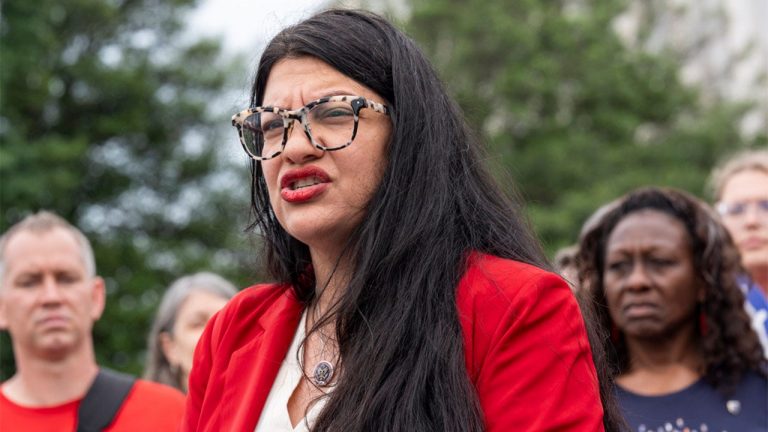 Rashida Tlaib accuses Biden of supporting genocide at conference connected to terrorist group.