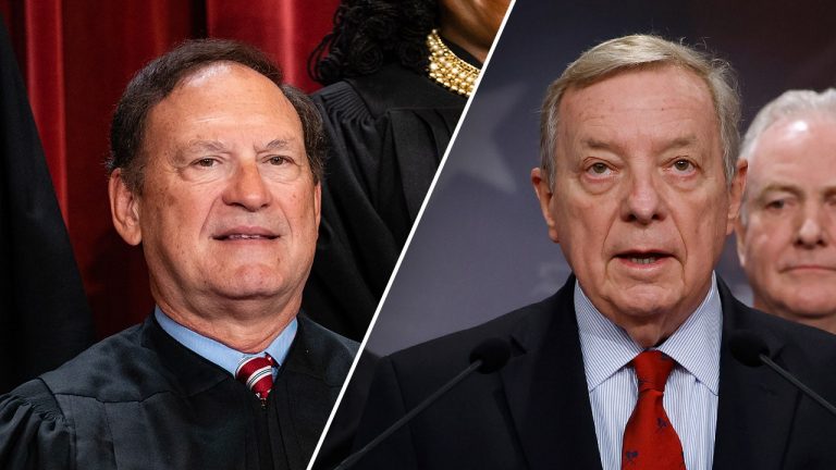 Sen. Durbin wants Justice Alito to step aside from Trump cases after flying flag upside-down.