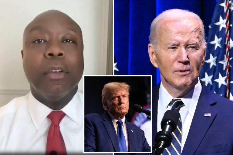 Tim Scott criticizes Biden for trying to appeal to black voters while they support Trump.