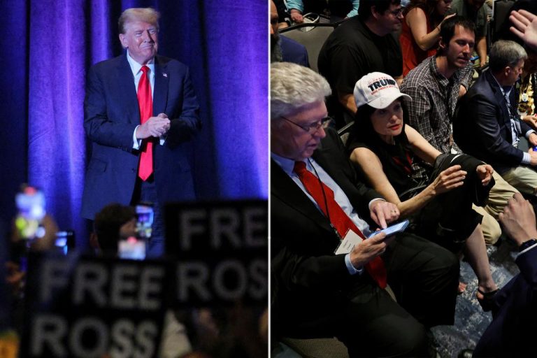 Trump asks Libertarian party to support him at chaotic convention.