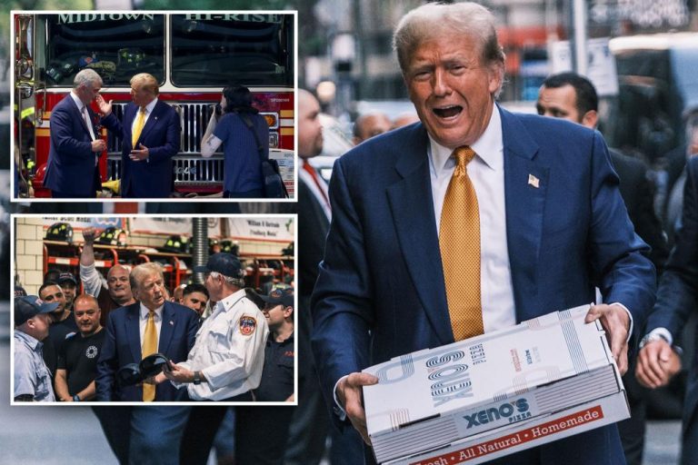 Trump brings pizzas to FDNY firehouse in Manhattan and receives cheers