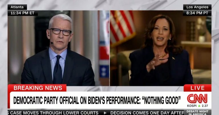 Anderson Cooper asks Kamala Harris about how well Biden is doing.