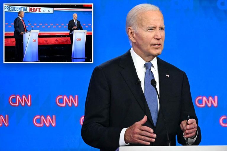 Biden pauses during CNN debate with Trump.
