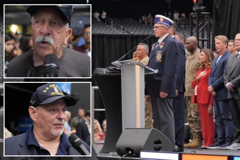 Nevada veterans share opinions on Trump and Biden at Las Vegas Raiders stadium.