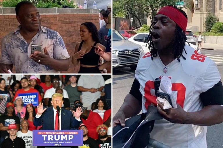 Protester harasses black Trump supporters at Philadelphia rally.