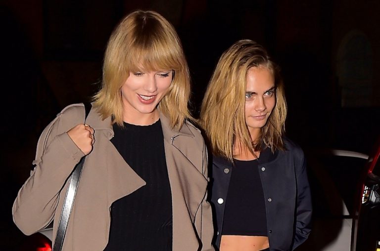 Taylor Swift watches Cara Delevingne in London show during tour break.