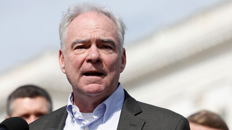 Tim Kaine cautions against complacency as Trump targets Democratic-leaning state.
