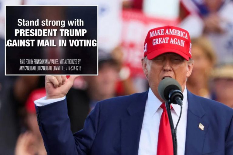 Trump tells progressive group in Pennsylvania to stop promoting mail-in voting.