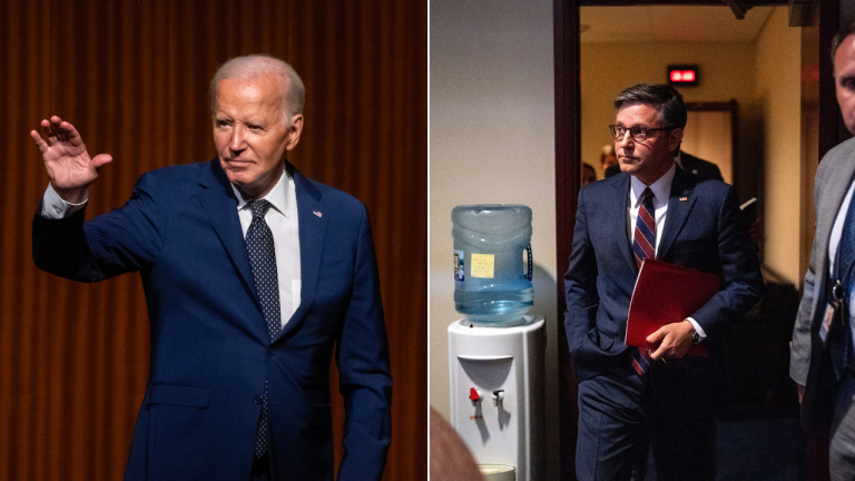 Biden says Speaker Johnson’s ideas are not acceptable in strange conversation