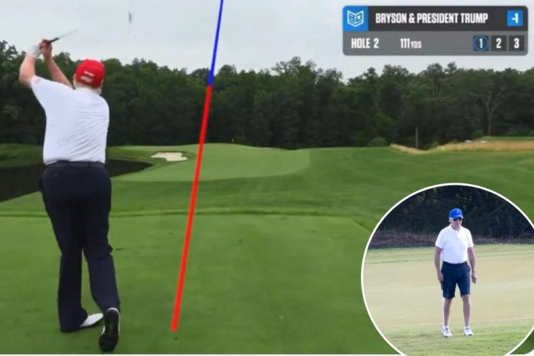 Donald Trump makes fun of Joe Biden’s golf skills in video with Bryson DeChambeau.