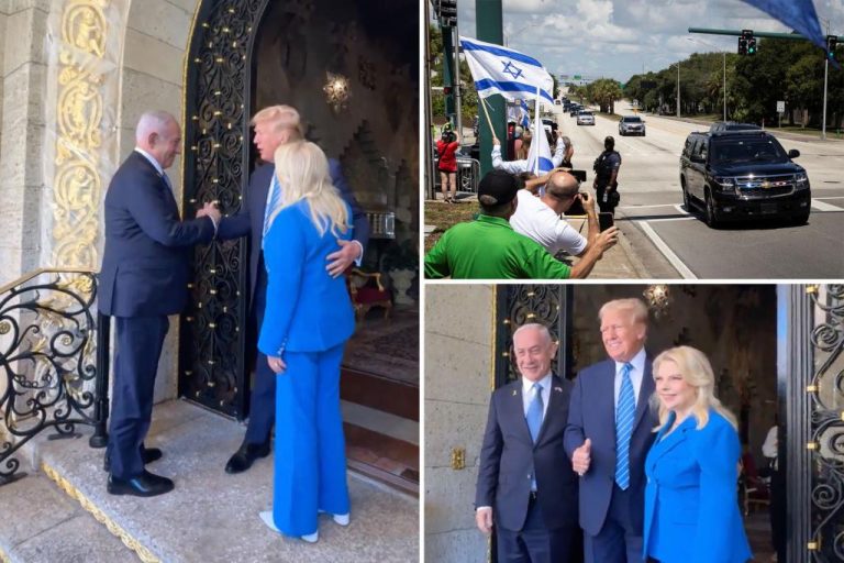 Trump welcomes Netanyahu and his wife at Mar-a-Lago