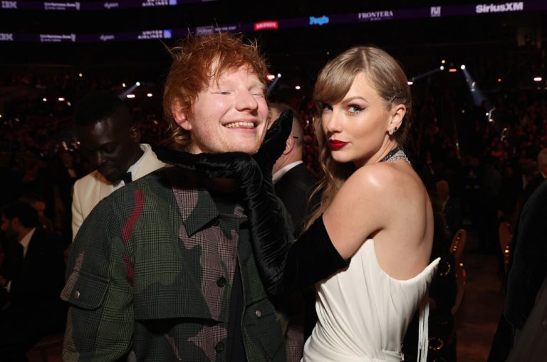 Taylor Swift and Ed Sheeran perform “Everything Has Changed” at the Eras Tour in London.