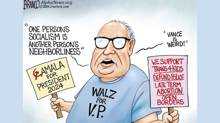 Tim Walz featured in political cartoons