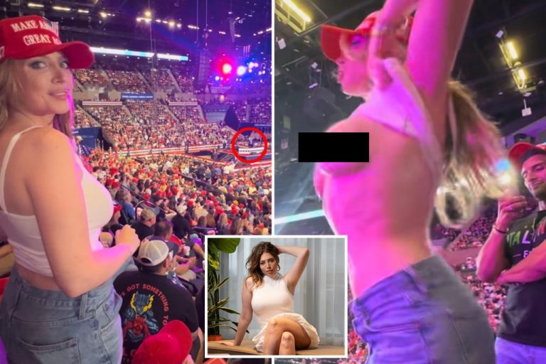 Ava Louise from OnlyFans shows Trump at NY rally.