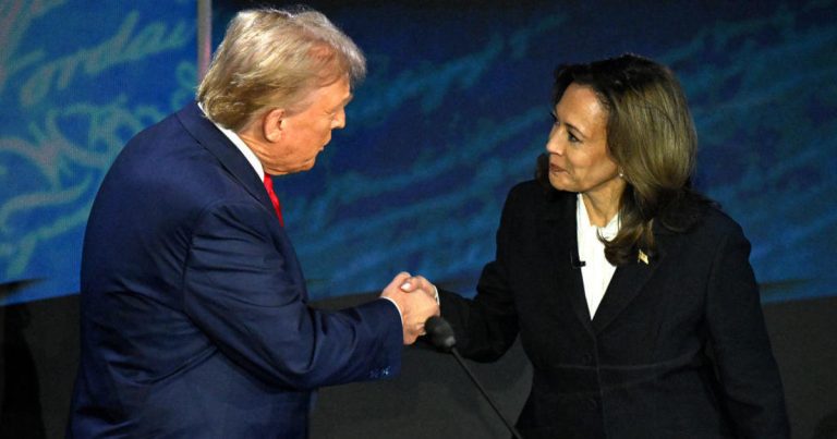 Trump and Harris face off in first 2024 presidential debate.