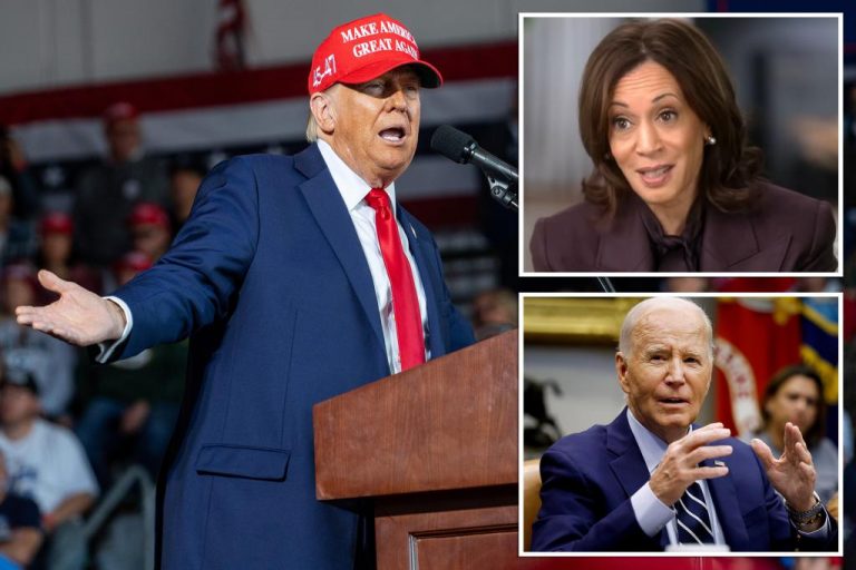 Donald Trump makes jokes about using a “double 25th Amendment” to remove Biden and Harris.