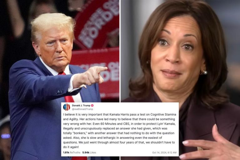 Donald Trump wants Kamala Harris to take a test to check her thinking ability
